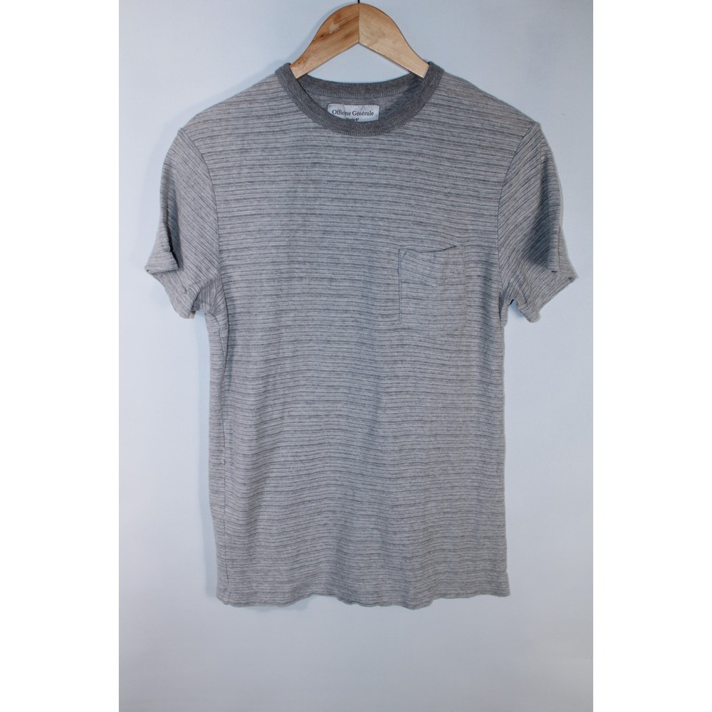 Officine Generale Men's XS/Small Gray Stretchy Crew Neck T-Shirt